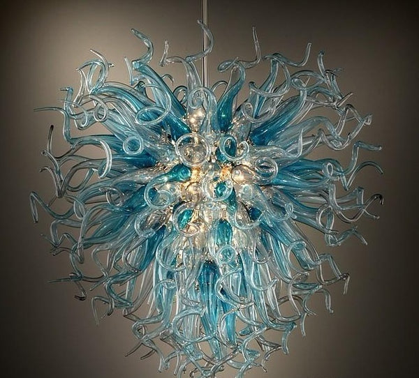 blue glass chandelier