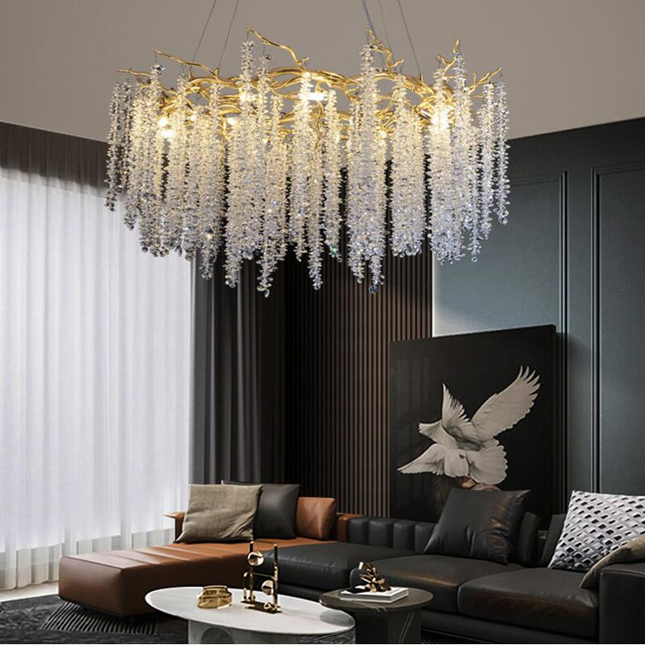 Living Room Hanging Crystal Art Deco Pendant Lights