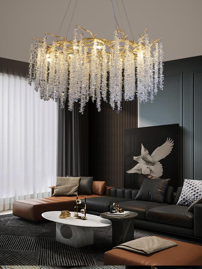 Living Room Hanging Crystal Art Deco Pendant Lights