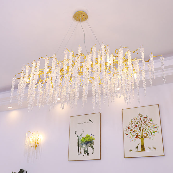 Creative Teardrop Crystal Chandelier Tree Branch for Living Room