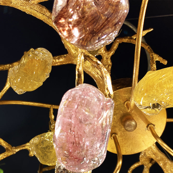 Living Room Coloured Glass Pendant Lights Crystal Modern