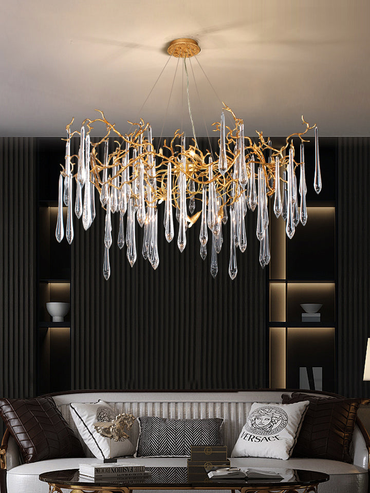 Living Room Flush Mount Chandelier Crystal