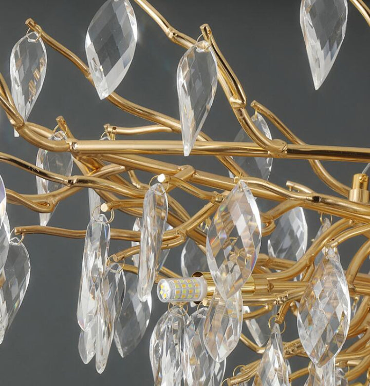 Tree Branch Flush Mount Crystal Chandelier for Living Room