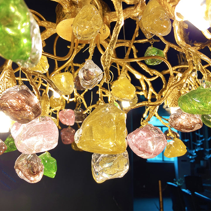 Living Room Coloured Glass Pendant Lights Crystal Modern