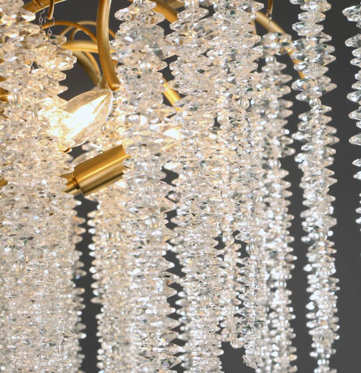 glass strands for tree branch chandelier