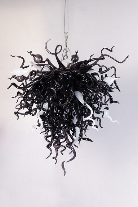 round black glass chandelier