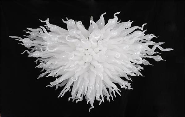 Modern Blown Glass Chandelier White Frosted Glass
