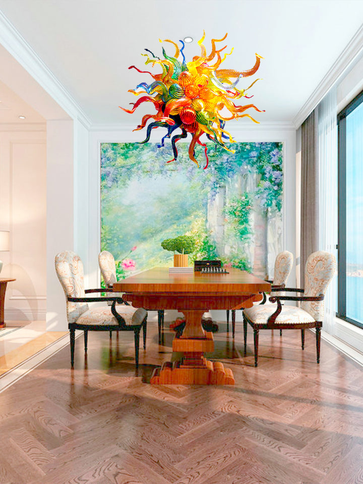 Blown Glass Chandelier Multi Colors Chihuly Style