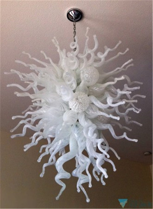 Pure White Stained Glass Chandelier