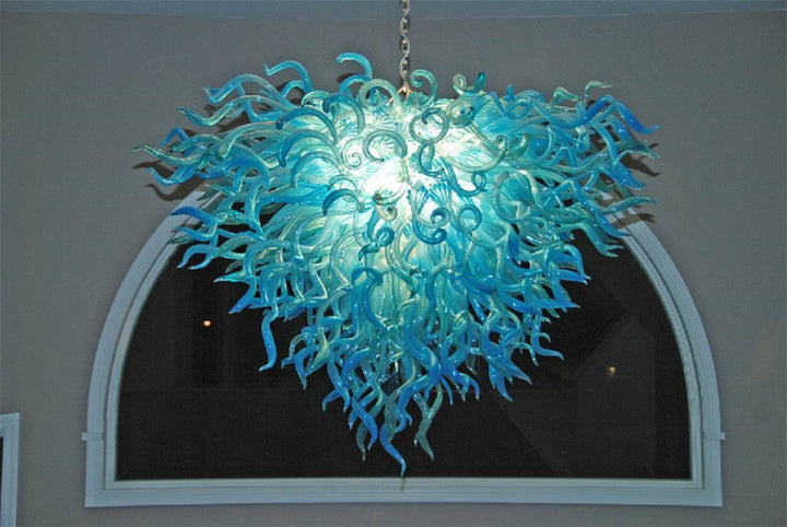 Blue Colored Chihuly Glass Chandelier for Bedroom