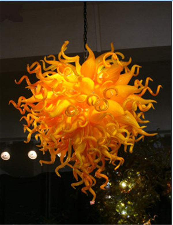 Newest Design Yellow Frosted Glass Chandelier Chihuly Style