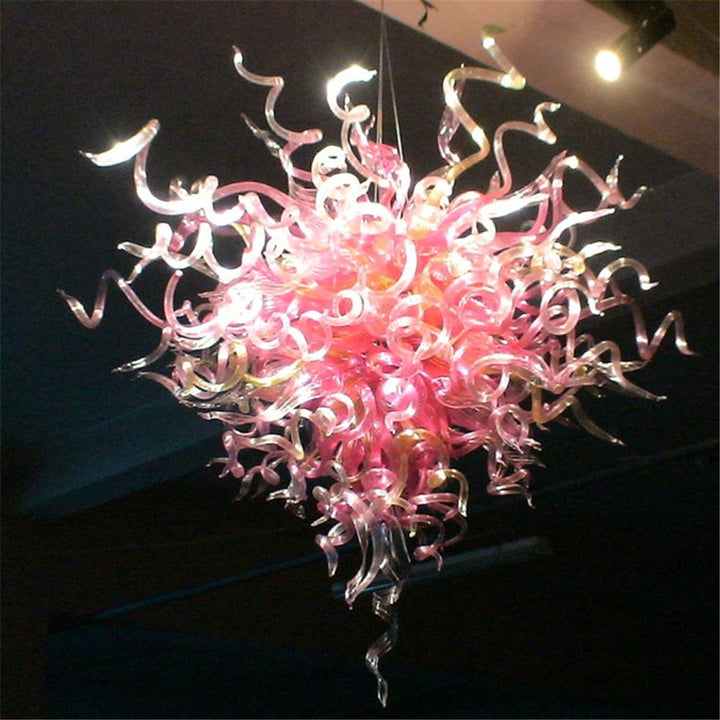 Pink Colored Murano Glass Chandelier Modern Bedroom