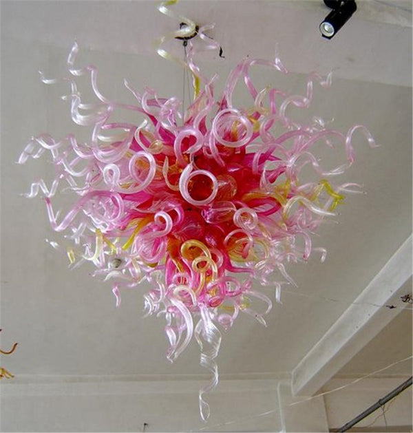 Pink Colored Murano Glass Chandelier Modern Bedroom