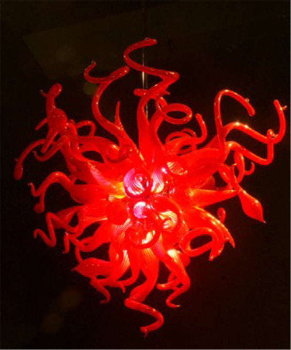 Modern Art Red Chandelier Stained Glass Lamp