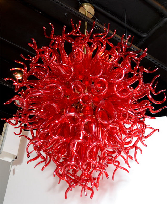 red glass chandelier