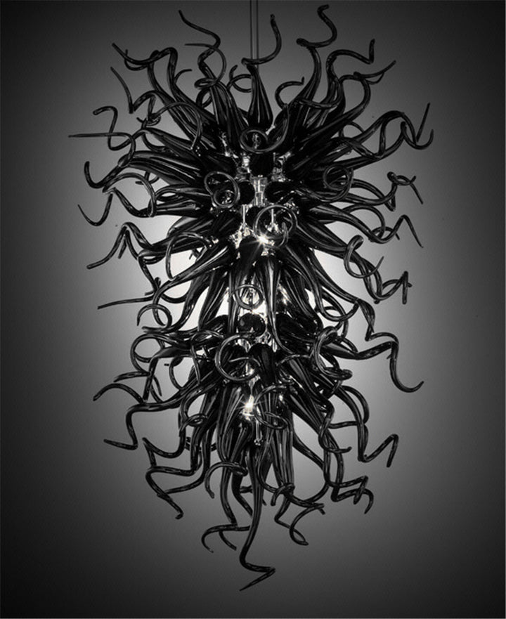 Black Custom Glass Chandelier Chihuly Art for Home