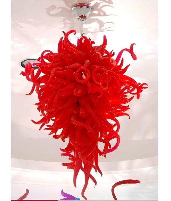 red glass chandelier