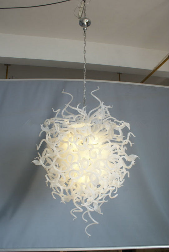 small white glass chandelier