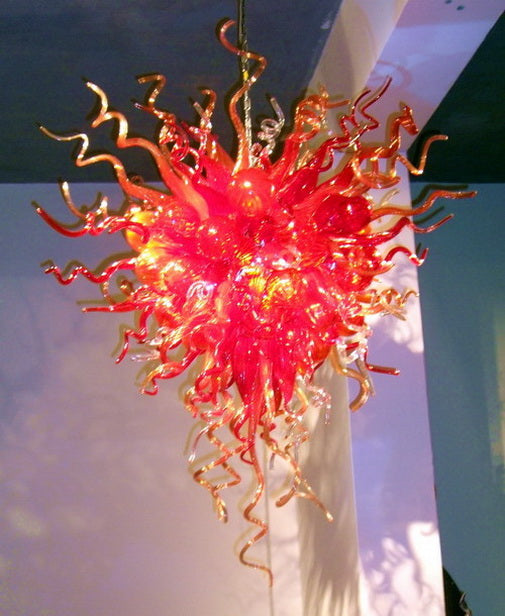 unusual red glass chandelier