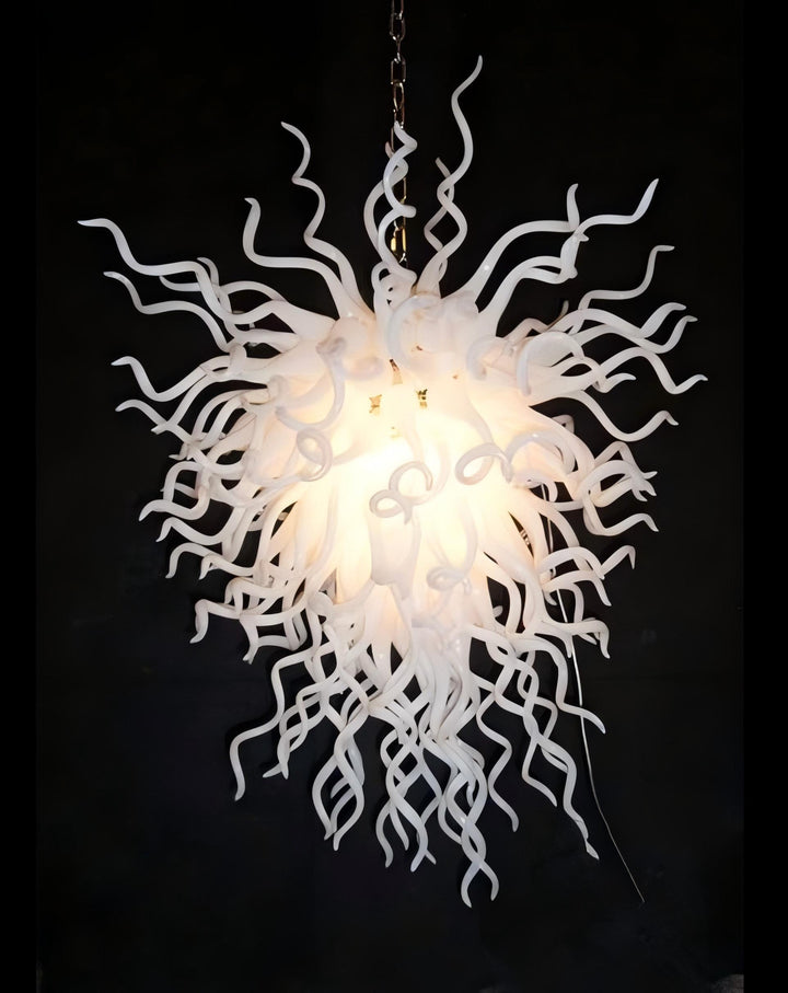 white glass chandelier