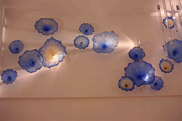 Blue Colored Wall Hanging Plates for Living Room