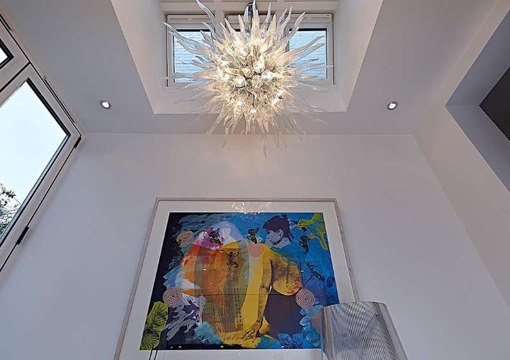 glass chandelier for slanted ceiling