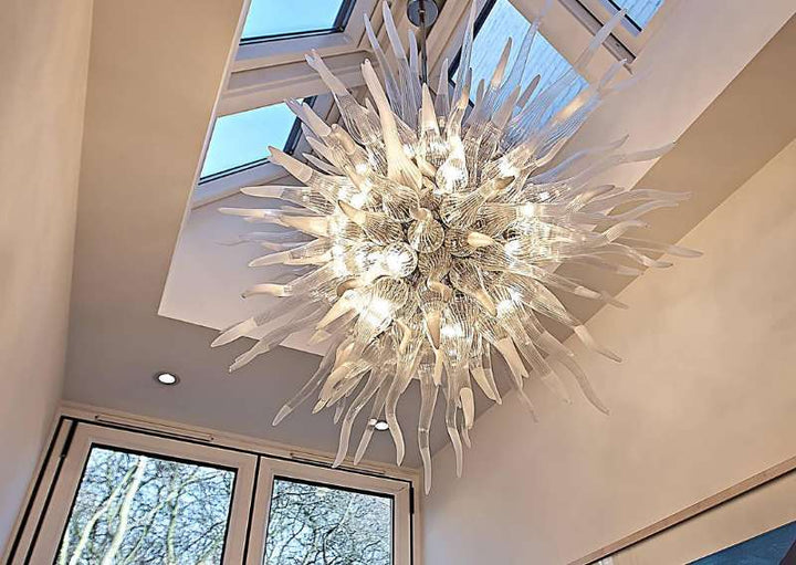 glass chandelier for slanted ceiling