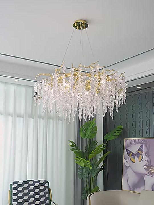 Creative Teardrop Crystal Chandelier Tree Branch for Living Room