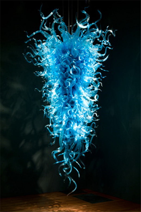 Large Blue Blown Glass Chandelier