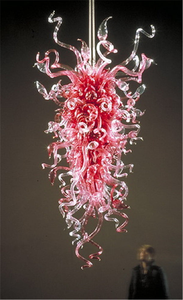Pink Blown Glass Chandelier Light Home Decor