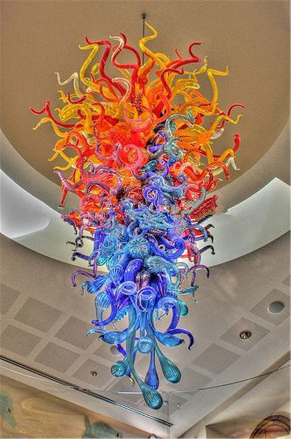 Large Blown Glass Chandelier Colorful Modern Art