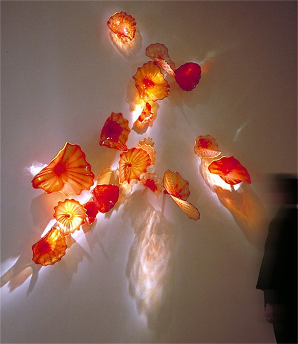 Living Room Flower Plate Wall Lamps Art Decor