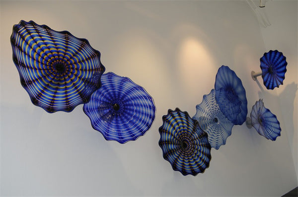 Blue Colored Murano Glass Wall Lights for Hotel